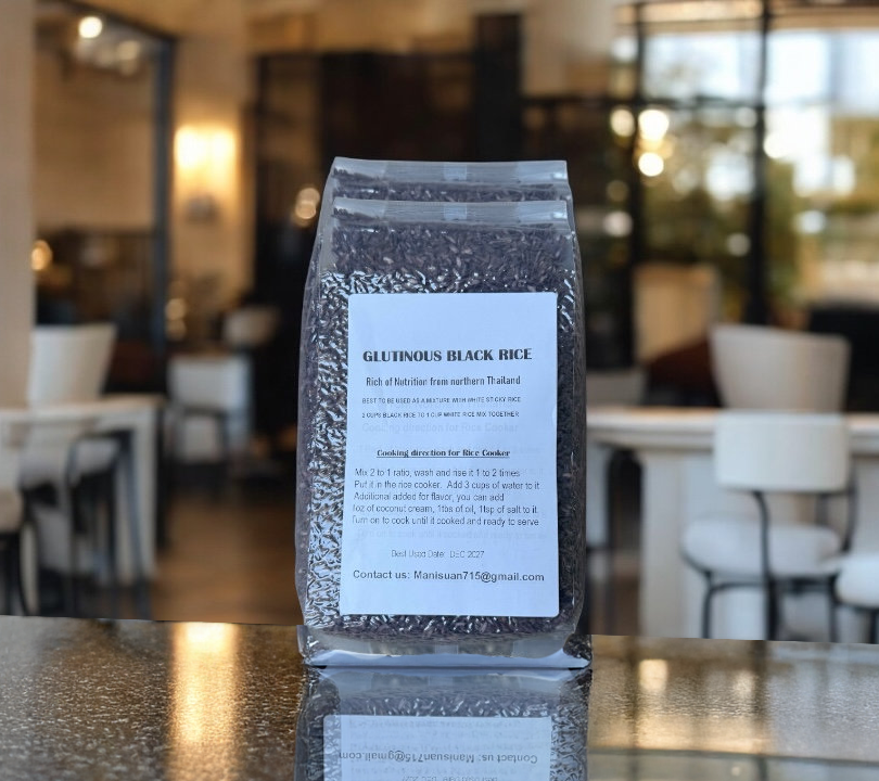 Thai Glutinous Black Rice – 1 x 1 kg. (2.2 lb.) Bags
